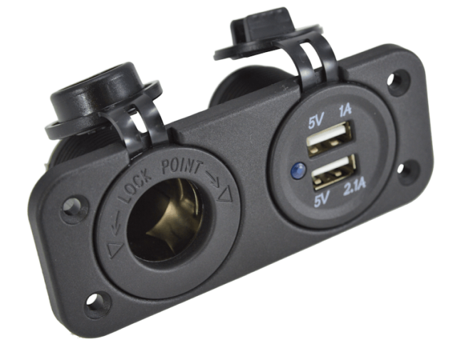 Gniazdo zapalniczki + USB x 2 105 x 51,2 x 45 mm czarne