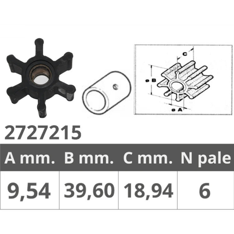 Wirnik pompy wody impeller Jabsco 4528-0001-0003