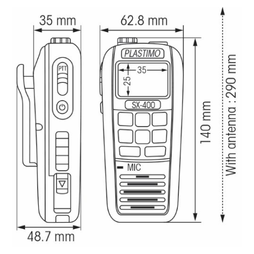 Radio VHF Plastimo SX-400 wodoodporne IPX7