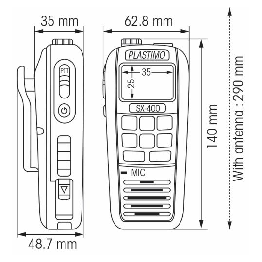 Radio VHF Plastimo SX-400 wodoodporne IPX7