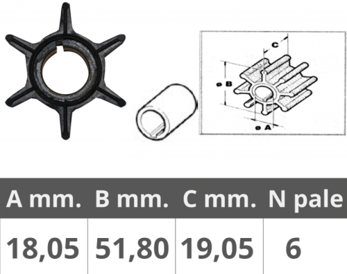 Wirnik pompy wody Yamaha 55 - 70, F40, F50, F60