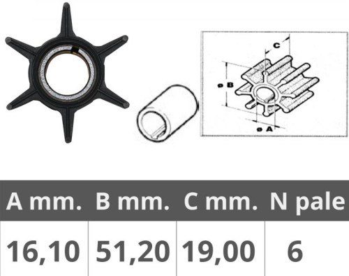 Wirnik pompy wody Yamaha 25 - 50, F25, F30, F40