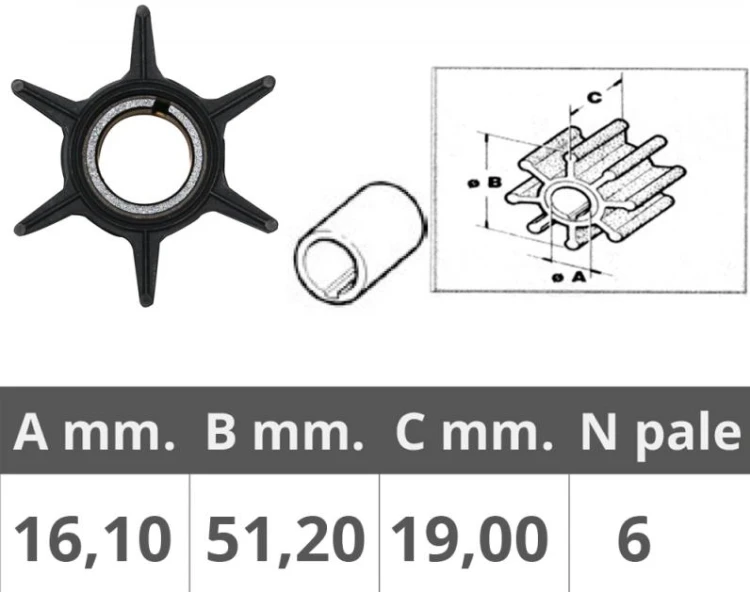 Wirnik pompy wody Yamaha 25 - 50, F25, F30, F40